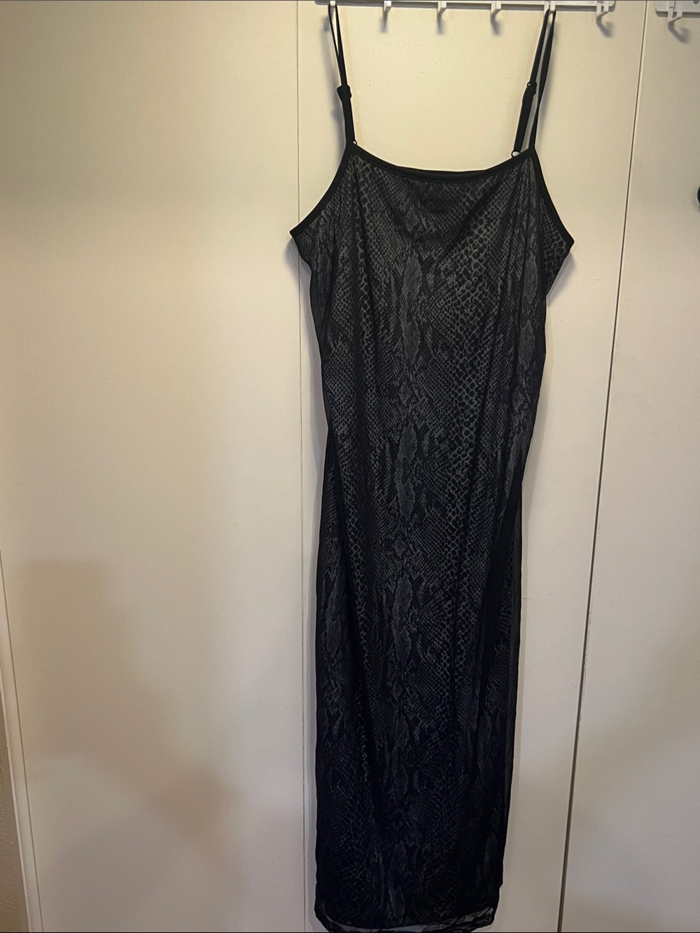 Express Black Snake-Print Maxi Slip Dress